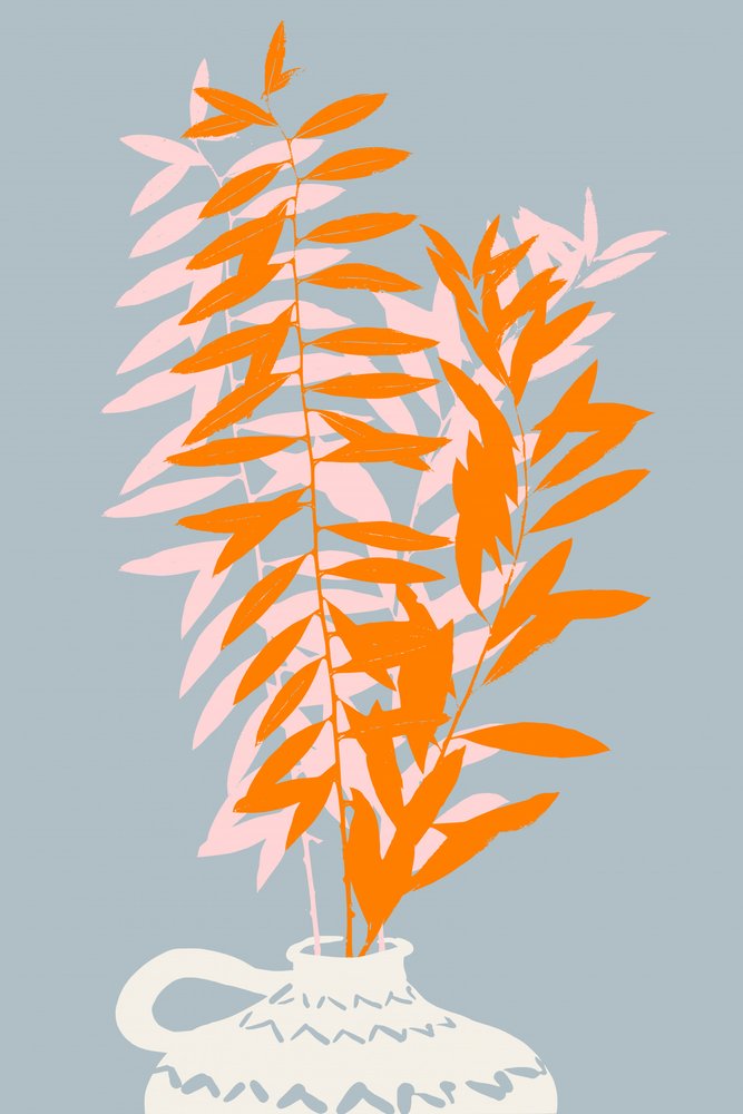 ミニマルな植物の静物画 作： 