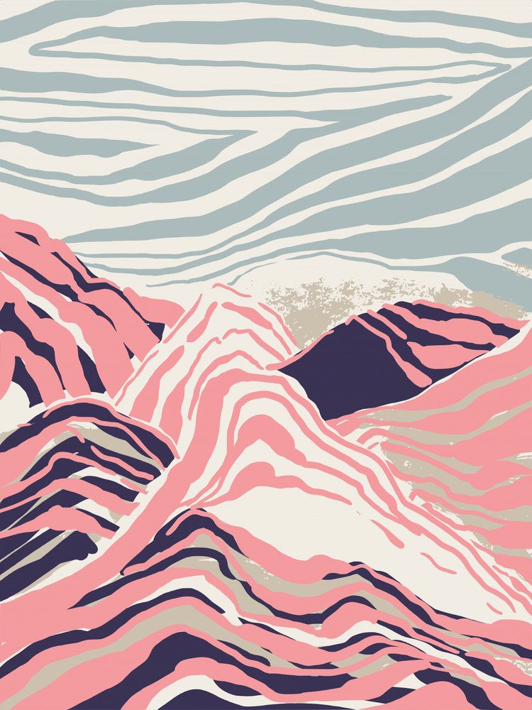 ピンクの縞模様の山々 作： 