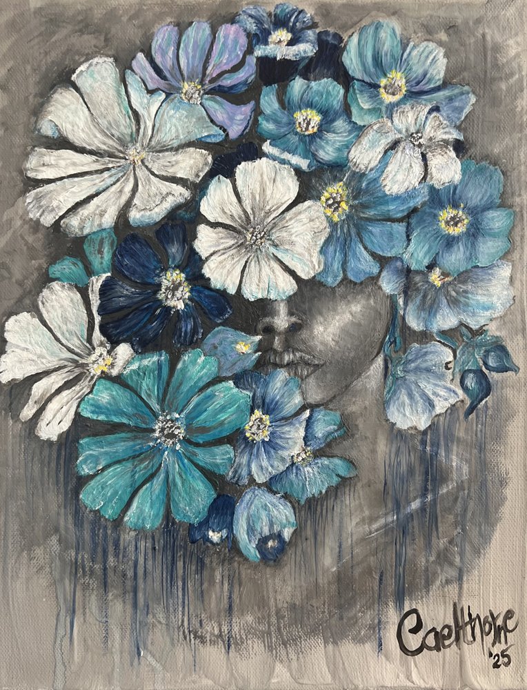 青い花の肖像画 作： 