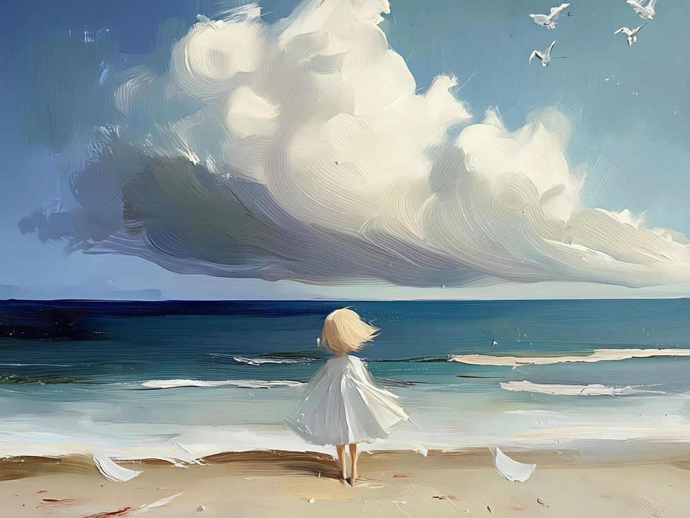 海を眺める少女 作： 
