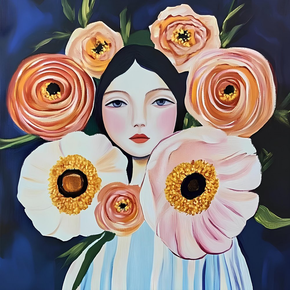 穏やかな花の肖像画 作： 