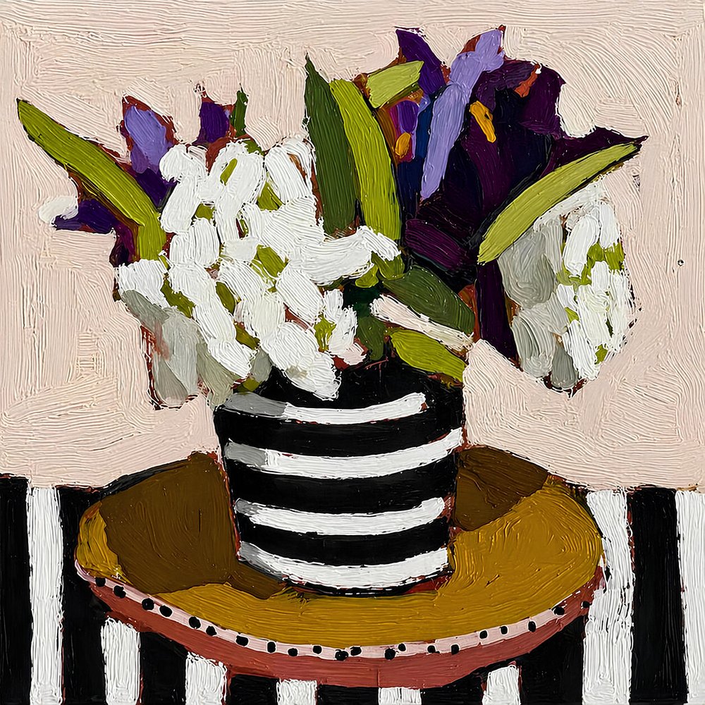 鮮やかな花の静物画 作： 