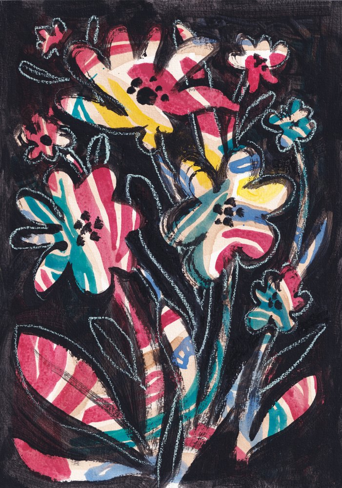 色とりどりの縞模様の花 作： 