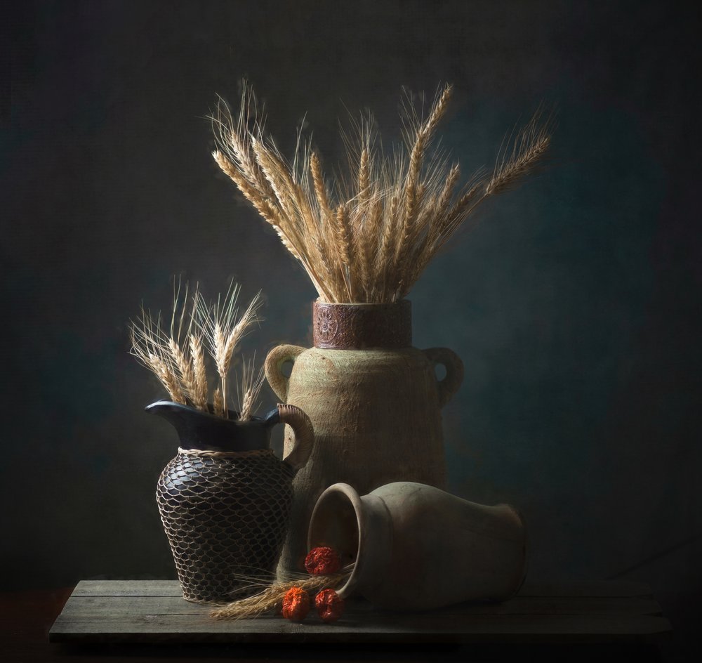 素朴な小麦の静物画 作： 