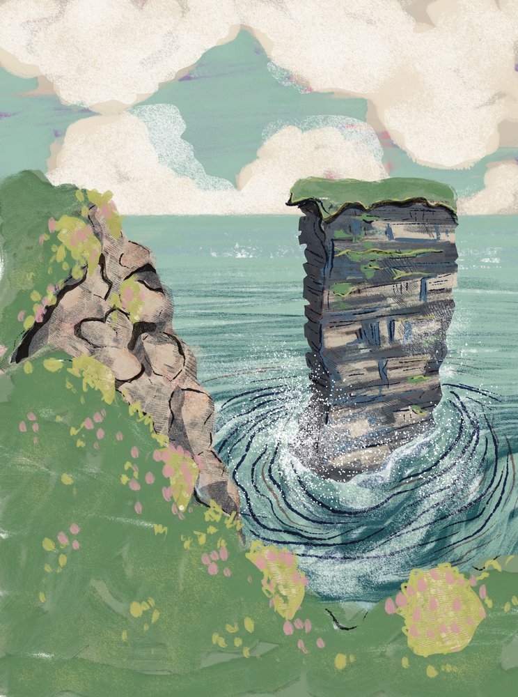 海岸の断崖　海蝕柱 作： 