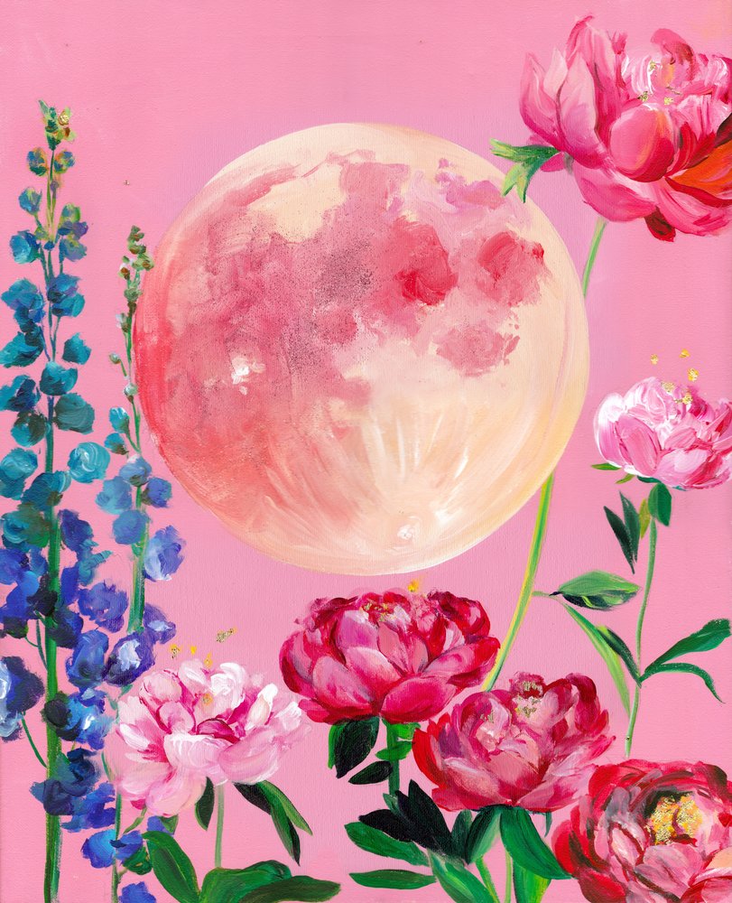 夢のようなピンクの月の花 作： 