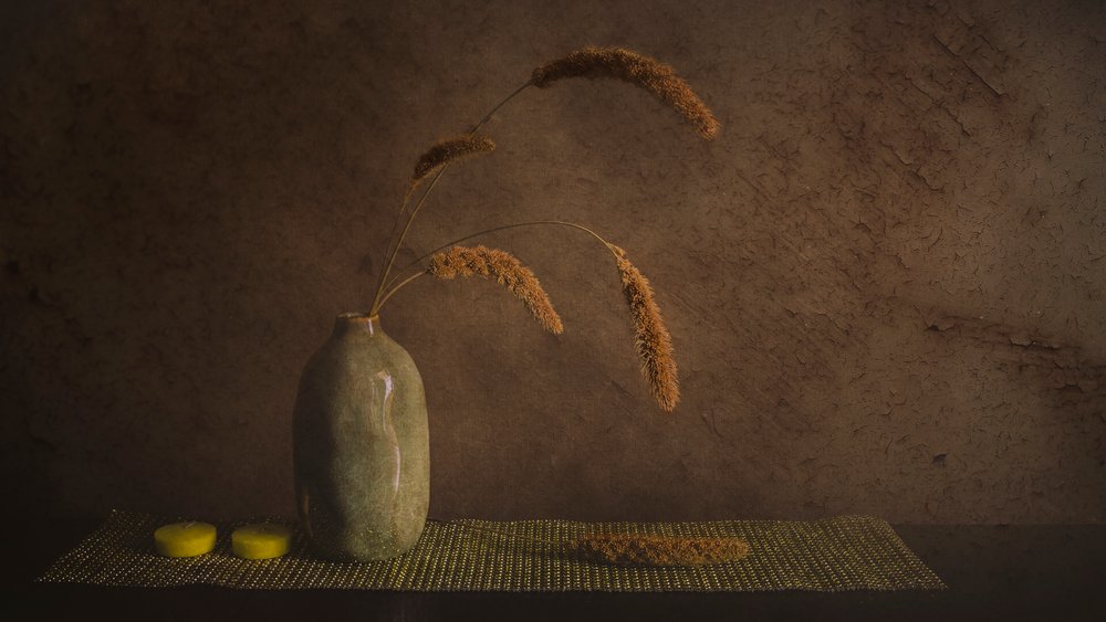 ミニマルな植物の静物画 作： 