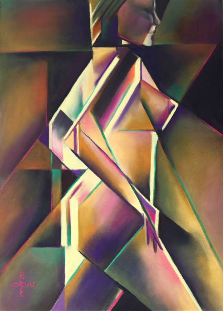動きのある幾何学的な女性 作： 