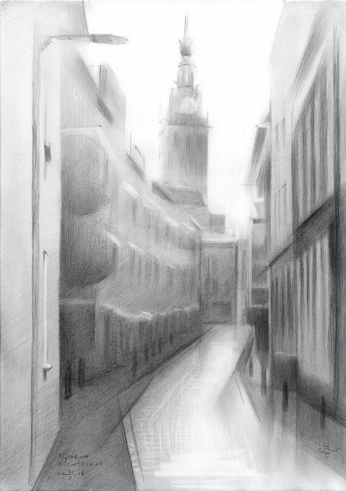 旧市街の塔のスケッチ 作： 