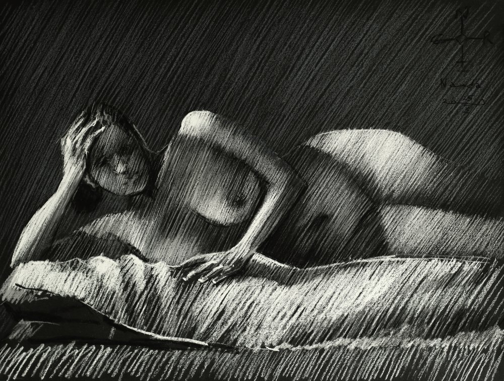 影を帯びた女性のヌード 作： 