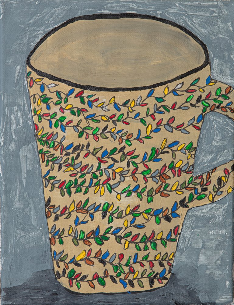 カラフルな葉のマグカップ 作： 