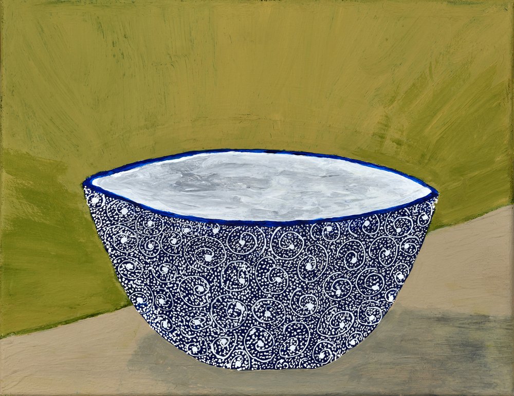 優雅な青いボウルの静物画 作： 
