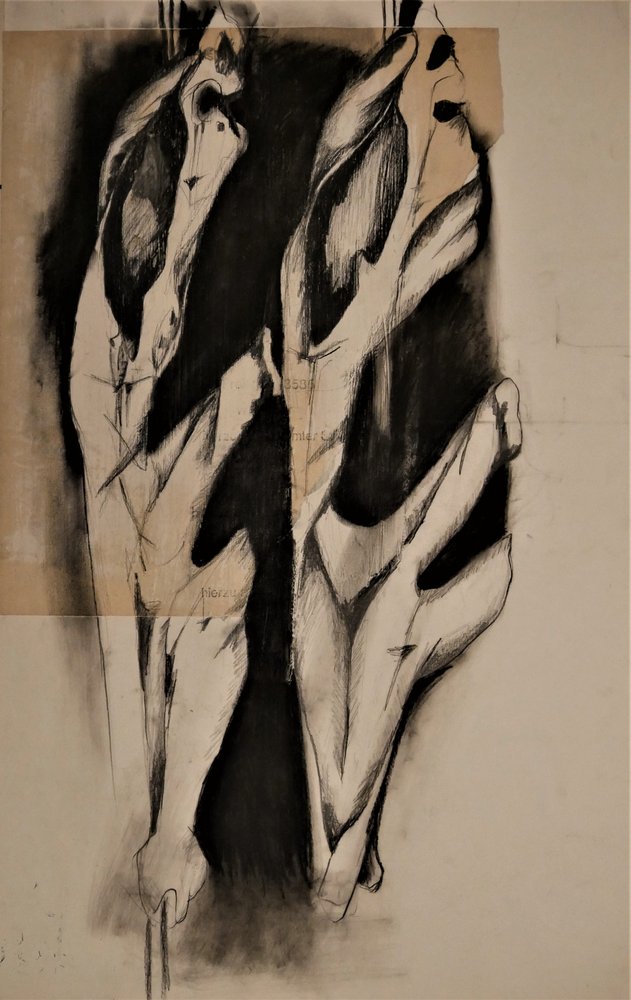 木炭画による抽象的な人物像 作： 