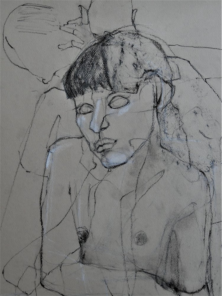 木炭画の裸体像 作： 
