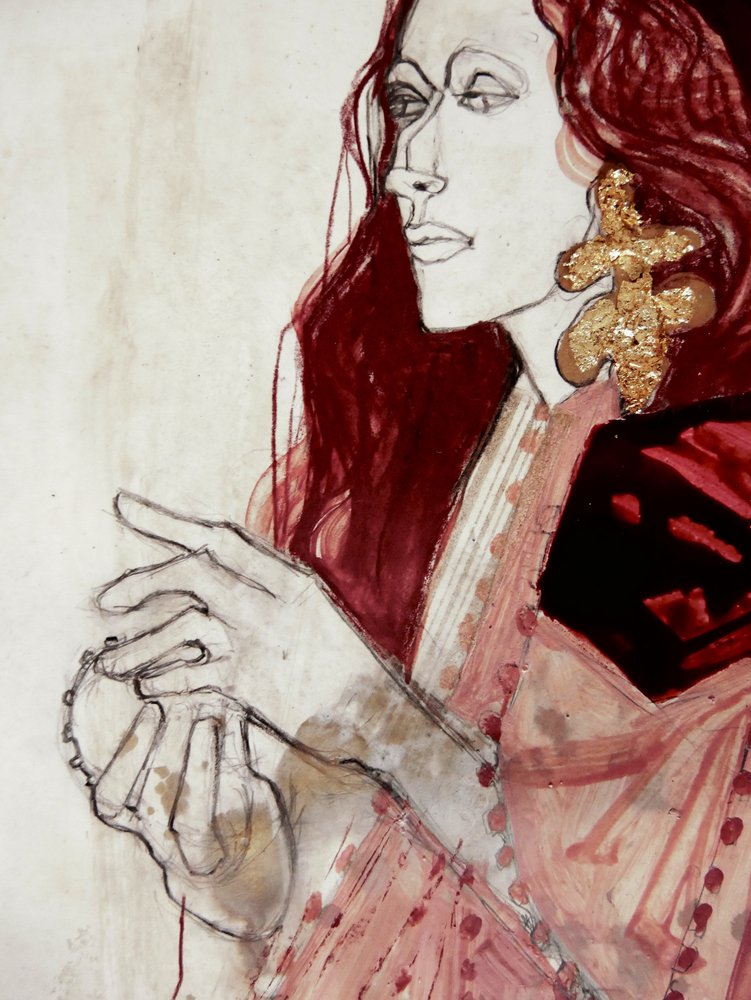 瞑想的な女性のプロフィール 作： 