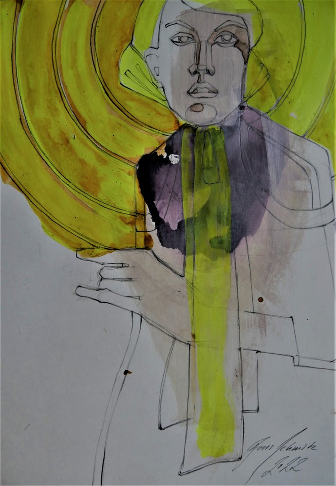 表現力豊かな黄色の肖像画 作： 