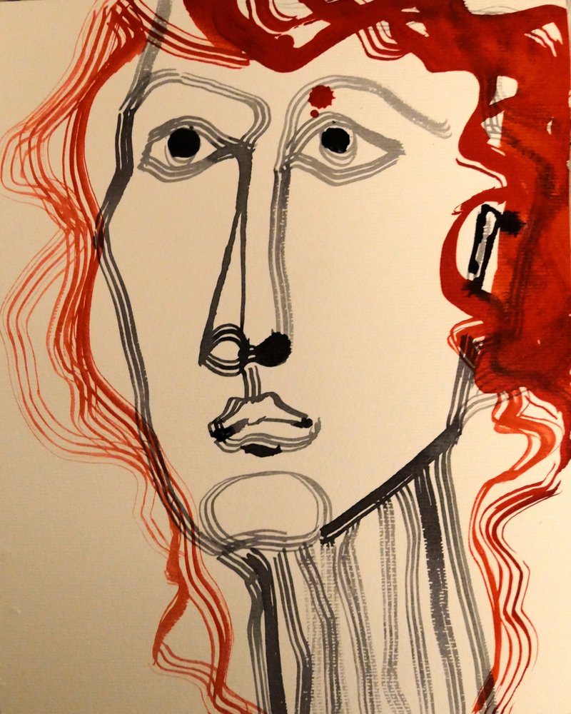 現代的な赤髪の肖像画 作： 