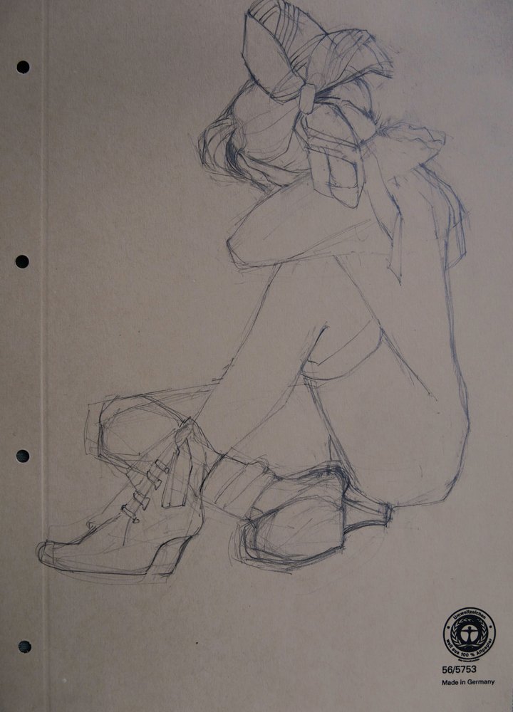 物思いにふける少女のスケッチ 作： 