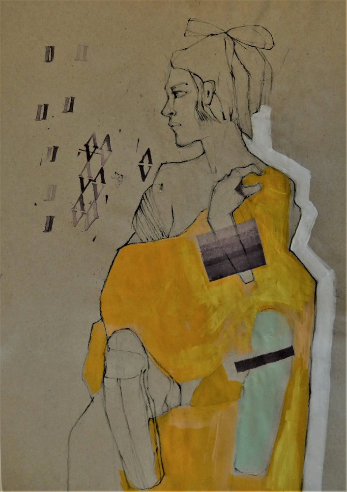 思索にふける黄色の肖像画 作： 