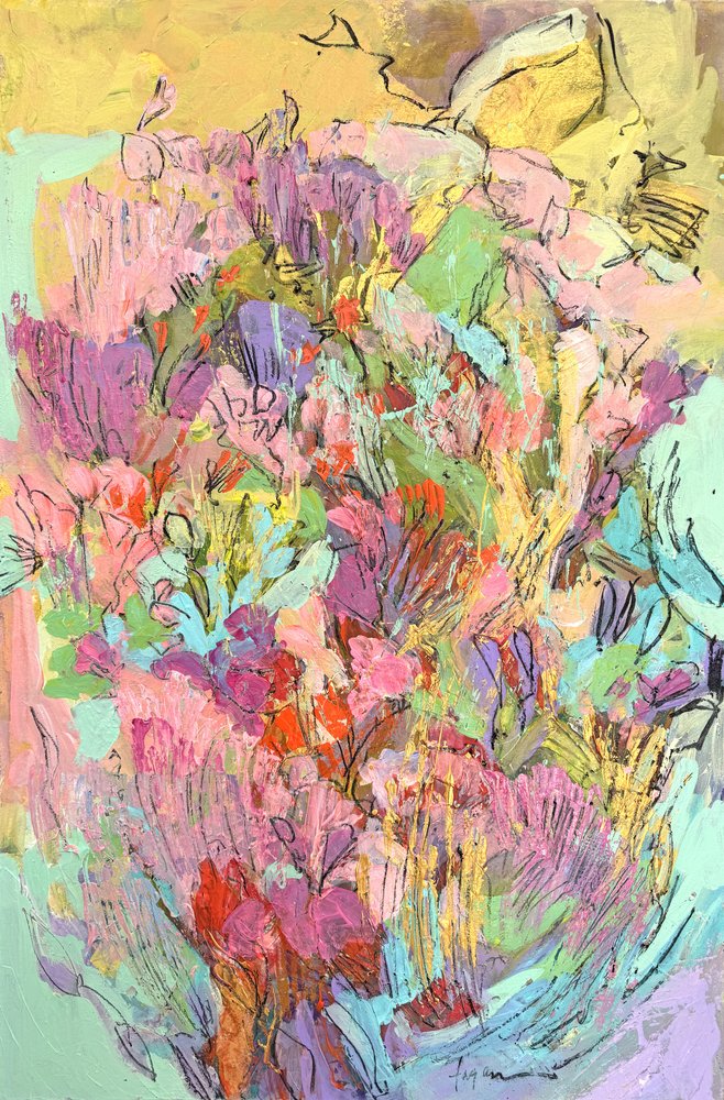 色鮮やかな庭の花々 作： 