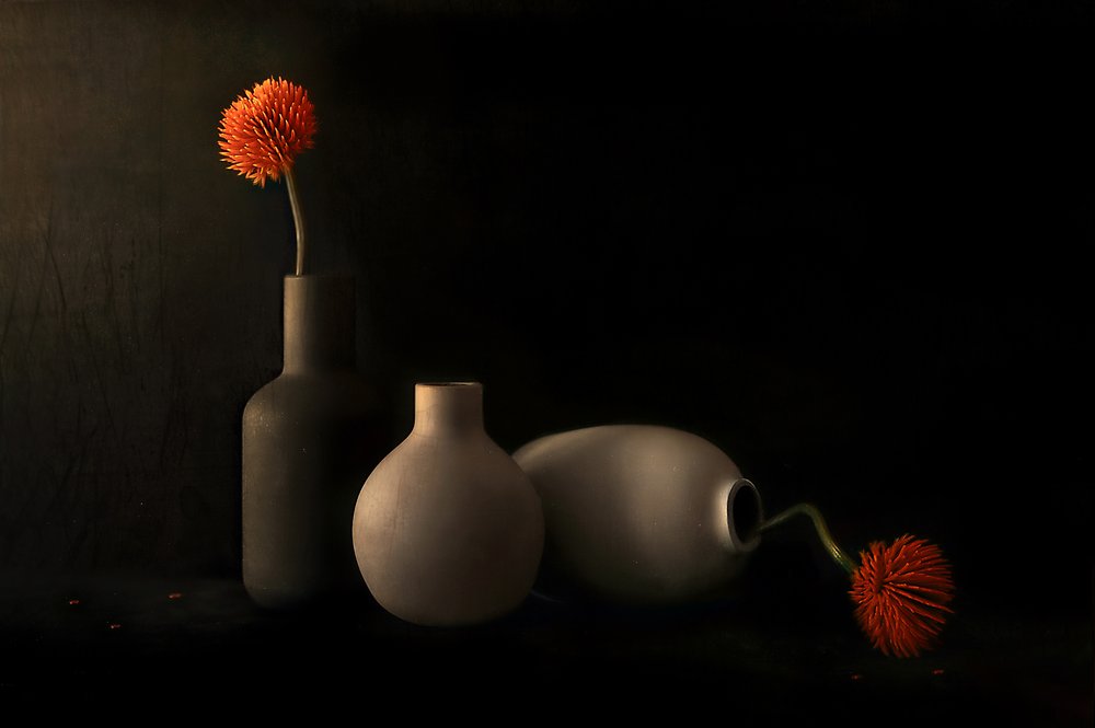 オレンジの花の静物画 作： 