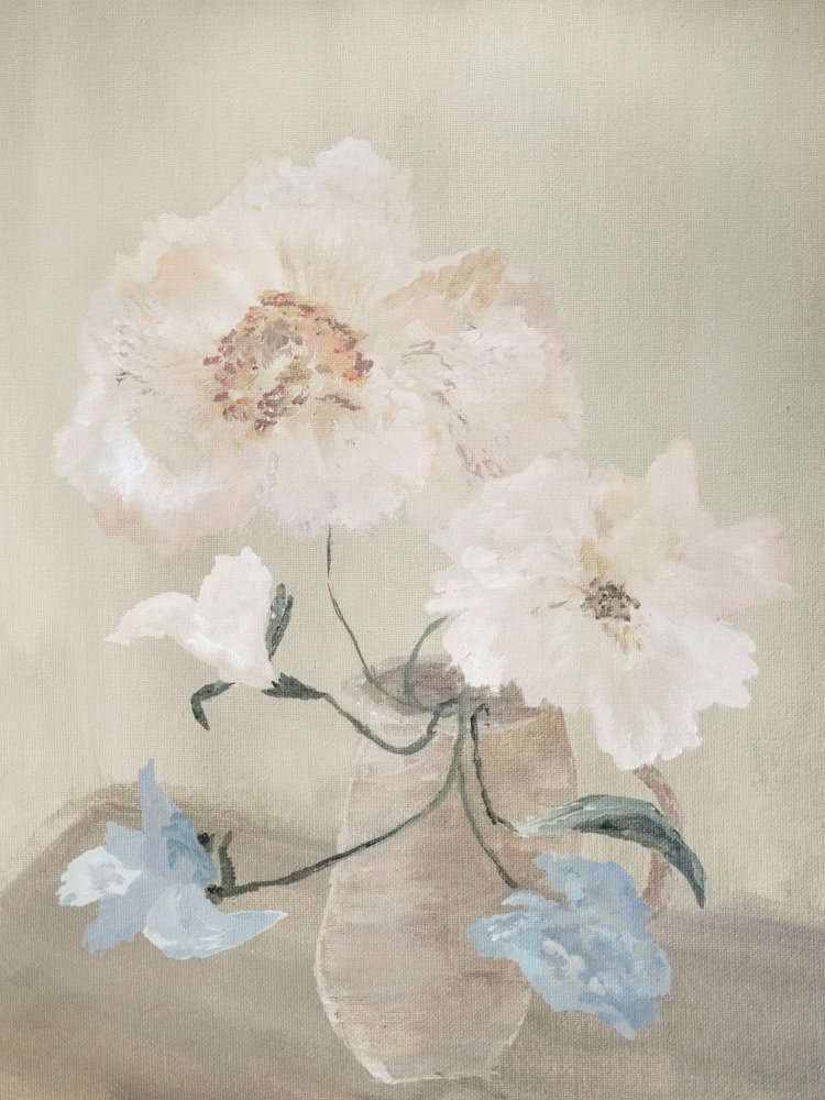繊細な花の静物画 作： 