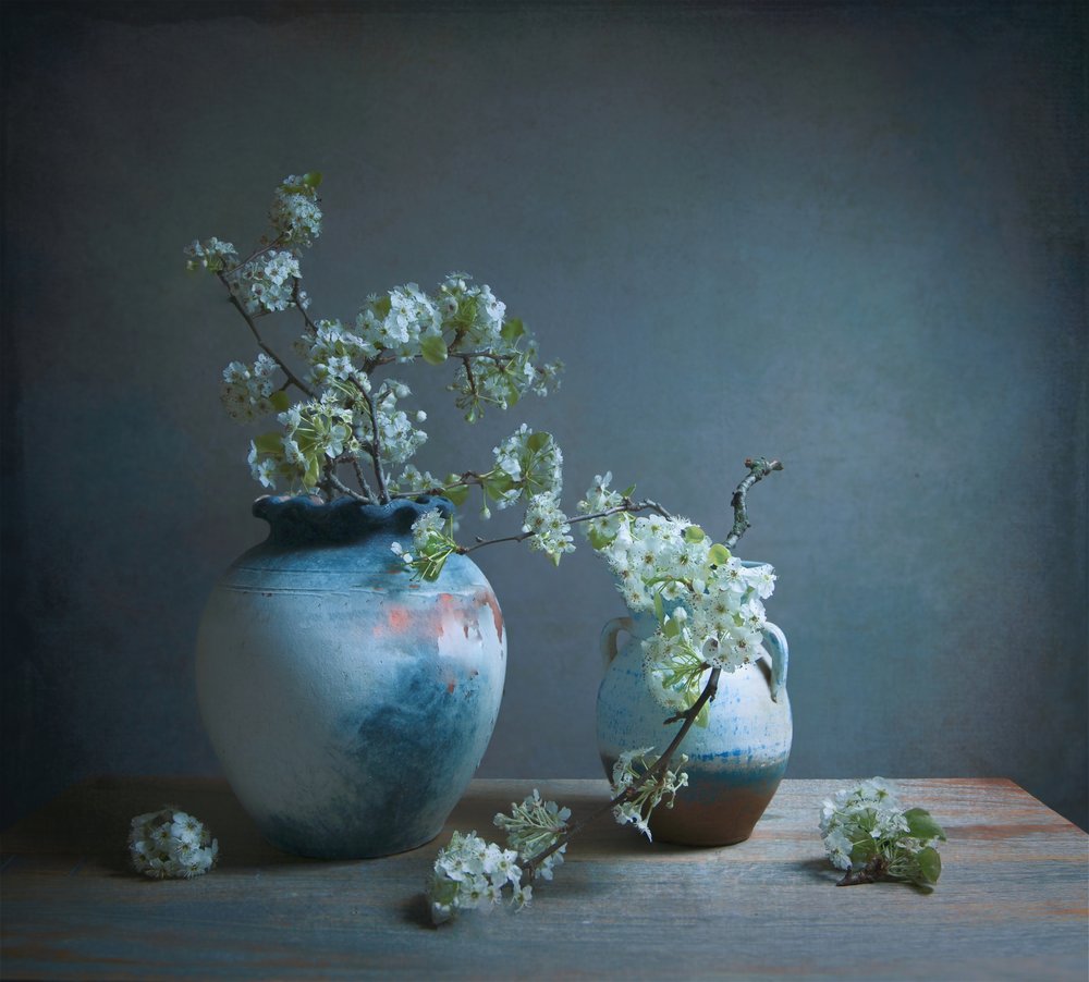 白い花の静物画 作： 