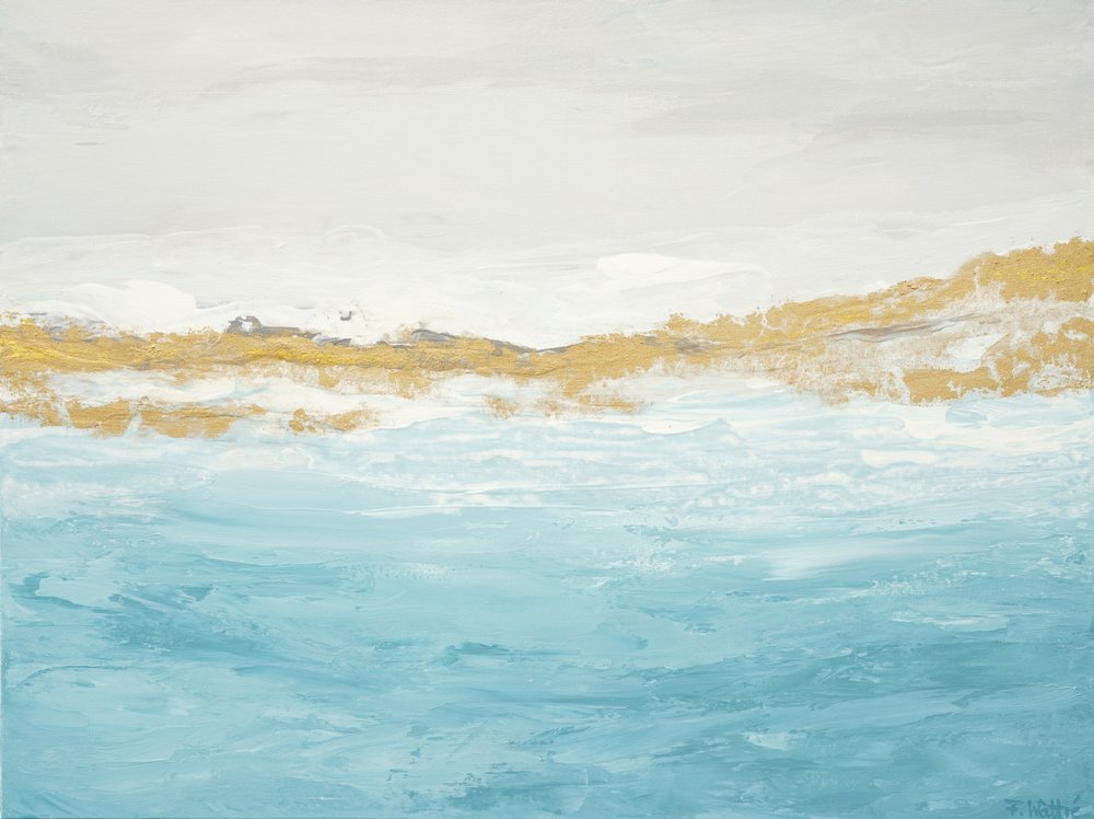 抽象画「ブルー・ゴールドの海景」 作： 
