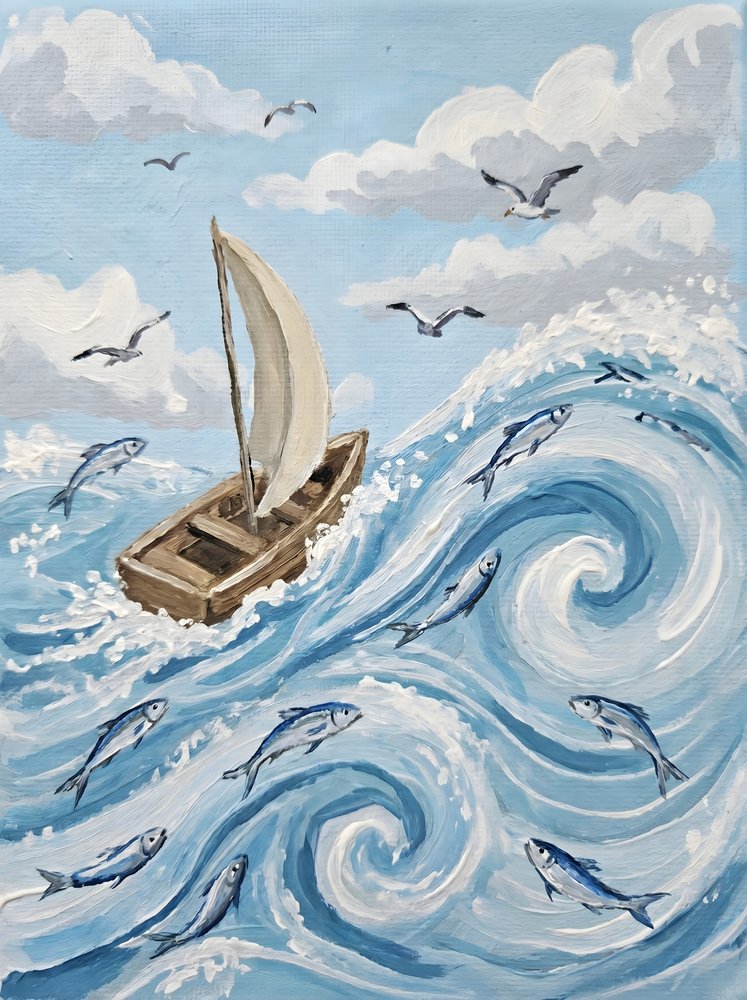 荒れた海に生息する魚 作： 