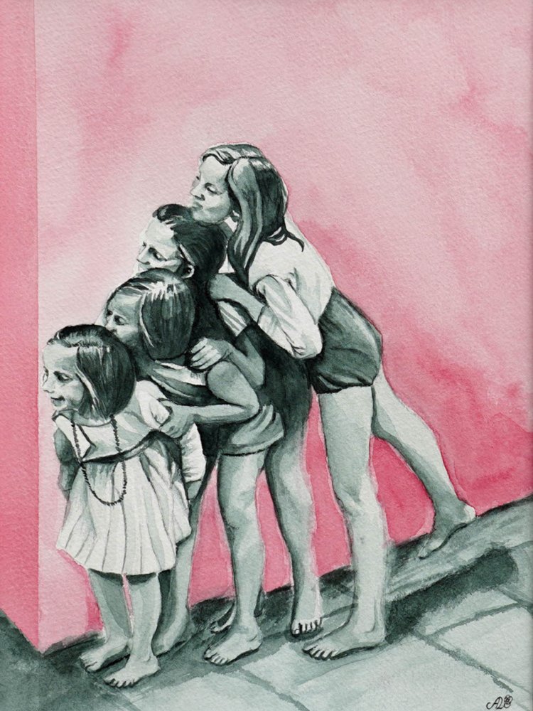 姉妹のおんぶ遊び 作： 