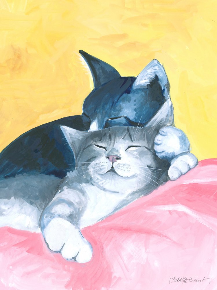 昼寝する猫たちの抽象画 作： 