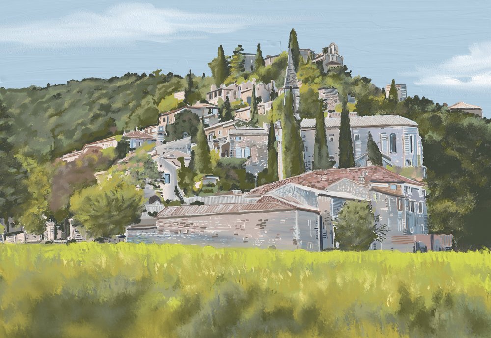 魅力的な丘の上の村 作： 