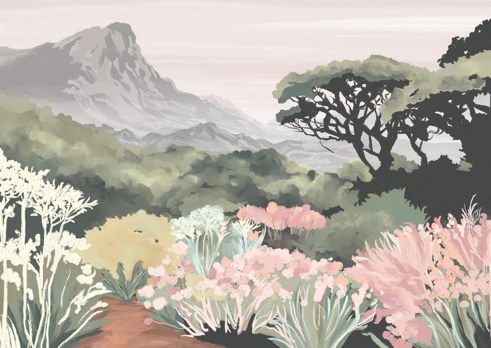 花咲く山々の風景 作： 