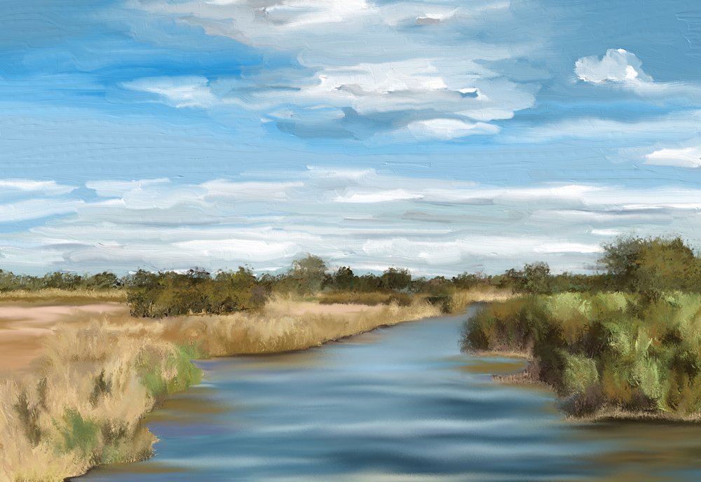 穏やかな川の風景 作： 
