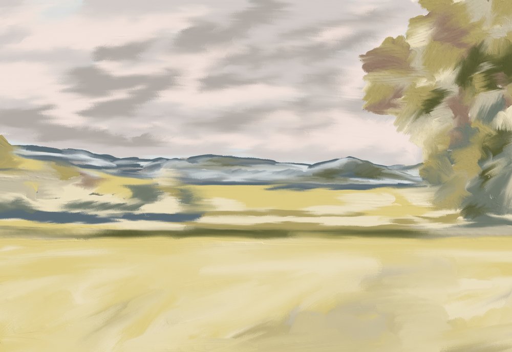 なだらかな丘陵の風景 作： 