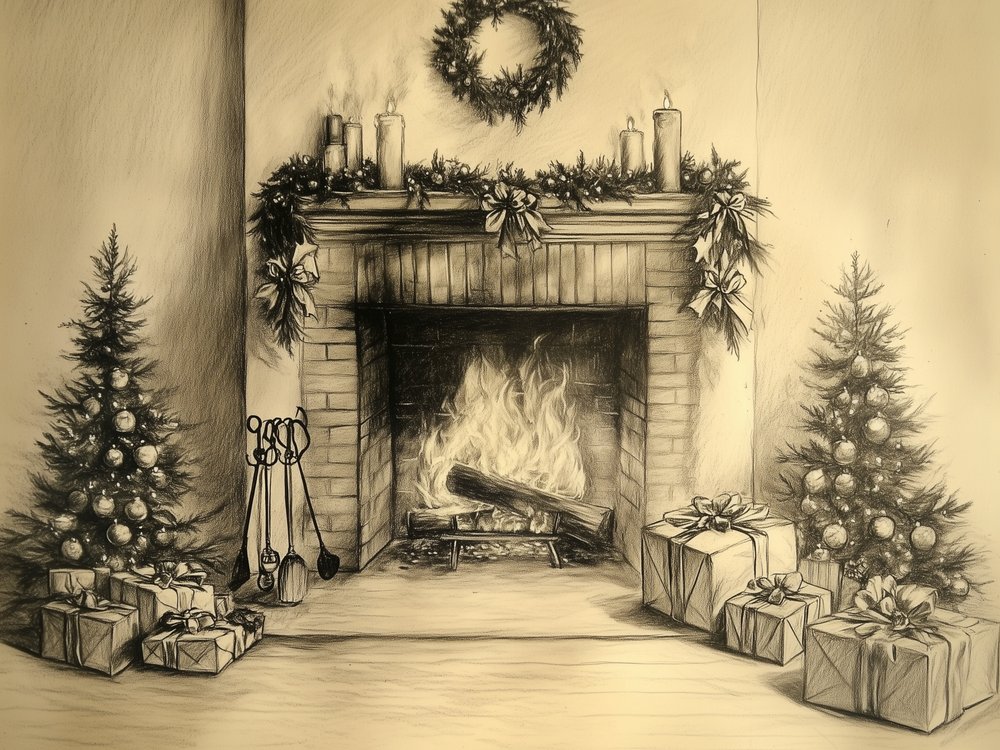 温もりあふれるクリスマスの暖炉 作： 