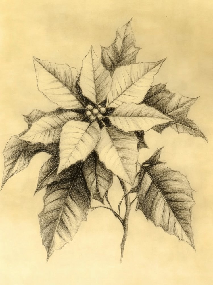 優雅なポインセチアの絵 作： 