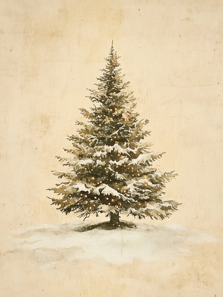 雪の降るクリスマスツリーのイルミネーション 作： 