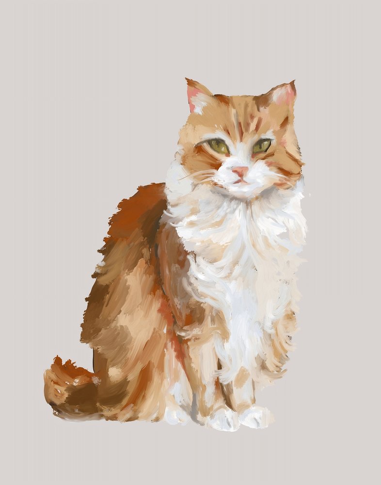 ふわふわのジンジャーキャットの肖像画 作： 
