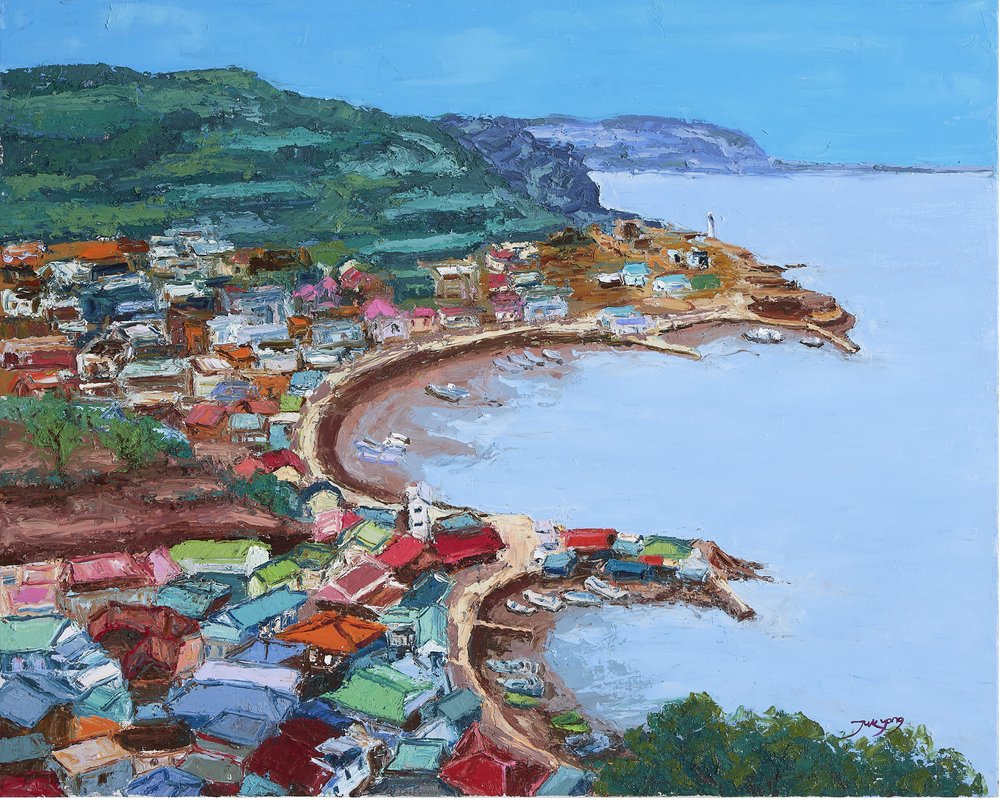色鮮やかな海岸の村 作： 