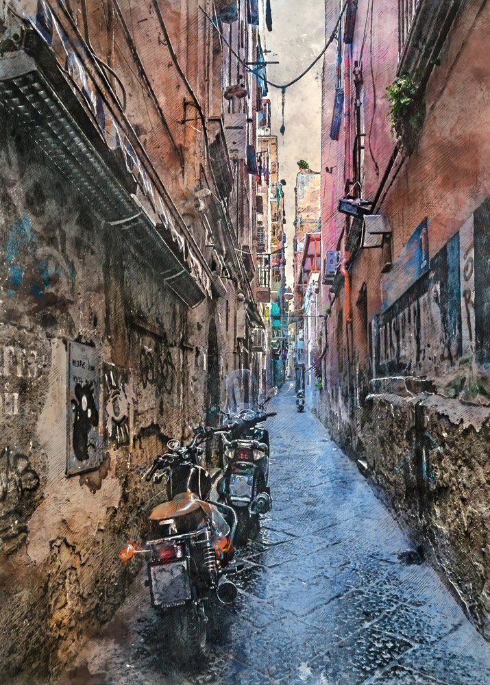 ヨーロッパの歴史的都市の路地 作： 