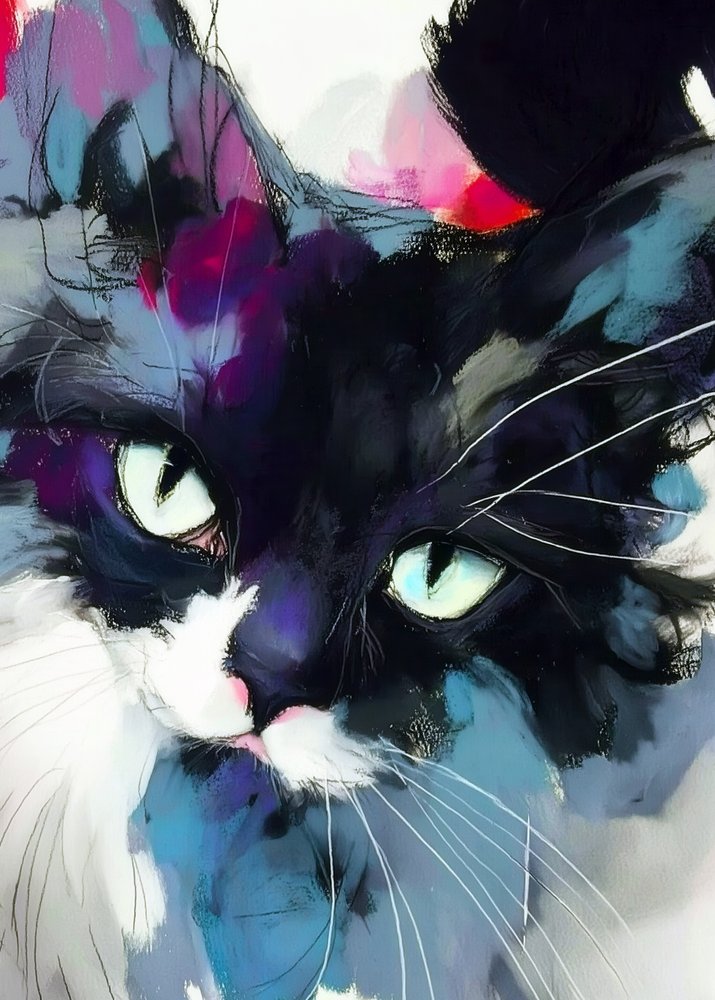 鮮やかな猫の眼差し 作： 