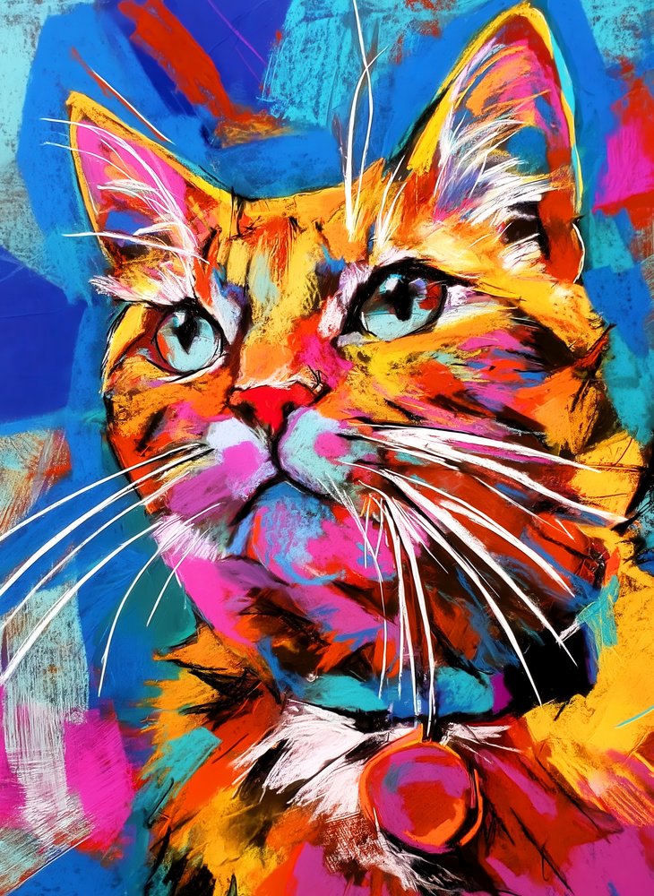 生き生きとした猫の肖像画 作： 