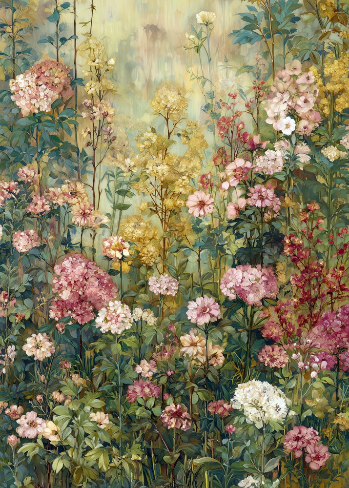 色鮮やかな花の庭 作： 
