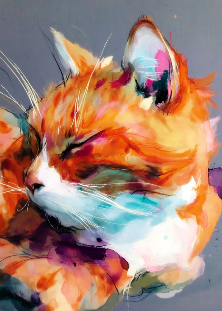 生き生きとした眠る猫 作： 