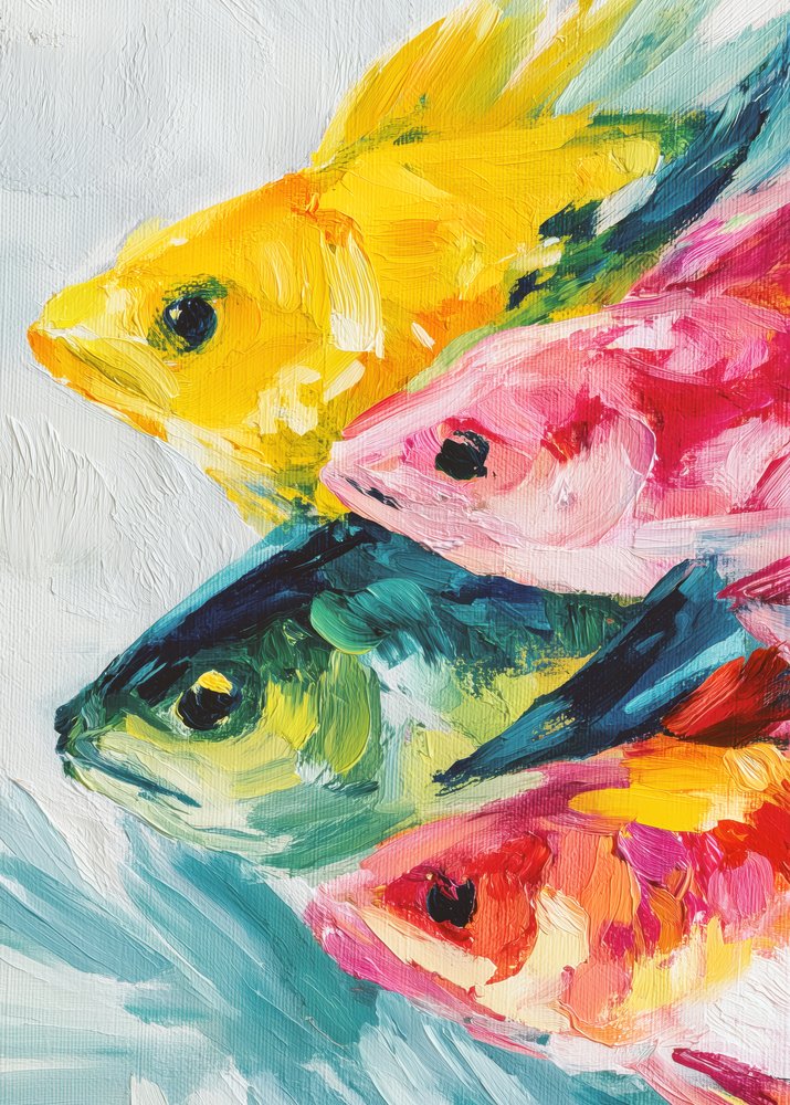 生き生きと泳ぐ魚 作： 