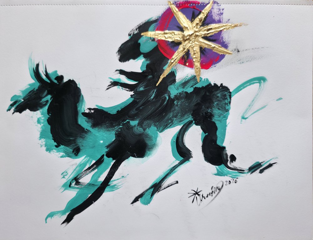元気いっぱいの黄金の馬 作： 