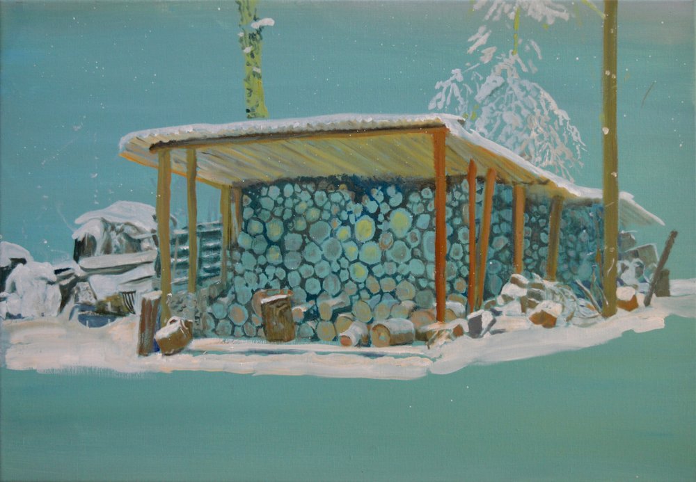 冬の薪の山 作： 