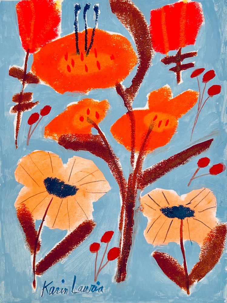鮮やかな花の抽象画 作： 