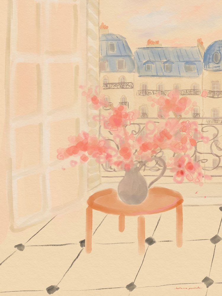 パリのアパートの桜 作： 